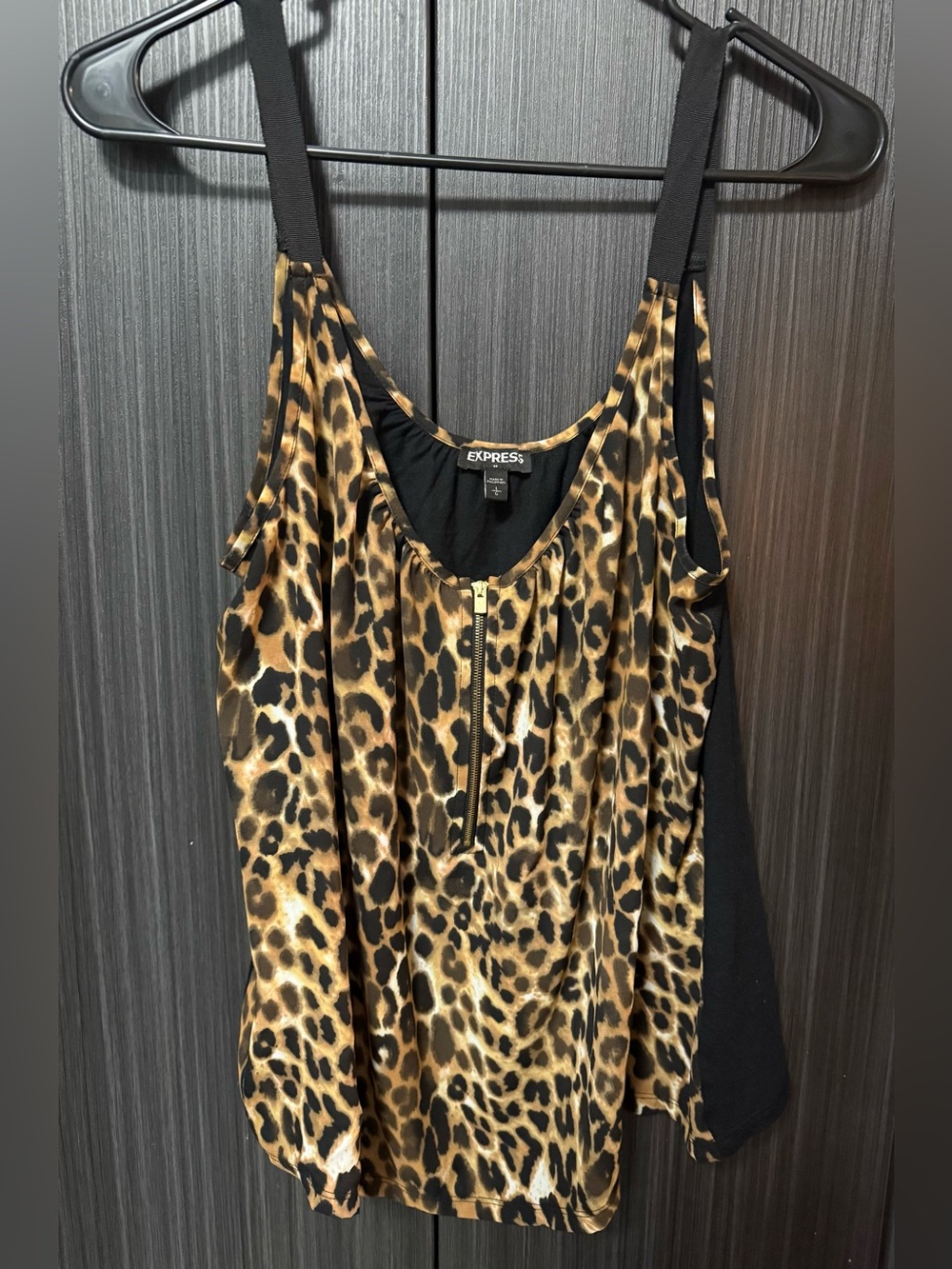 🐆 Express Leopard Print Zip-Front Flowy Tank Top Large (L)